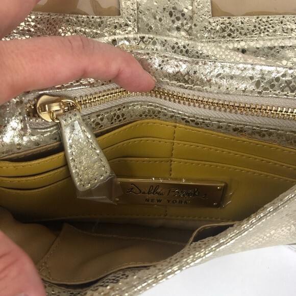 Debbie Brooks NY Gold Silk Screened Handbag Clutch Interchangeable - Picture 9 of 16